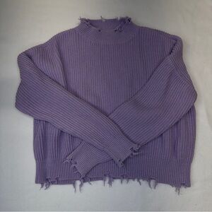 Pistola Eva Crewneck Sweater, cotton, distressed, taro purple, small, cool girl